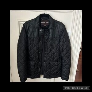 Men's MK leather trimmed quilted jacket